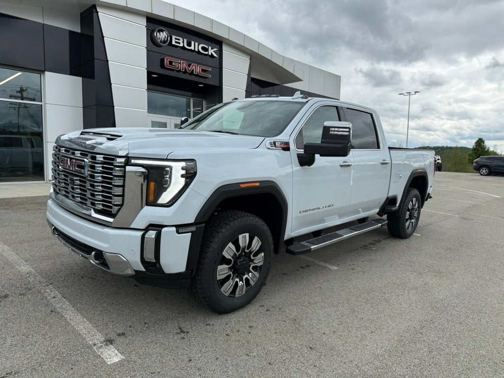 2026 GMC Sierra 2500 HD Denali in Glacier White Tricoat — front three-quarter view